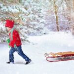 winter background, christmas background, sled